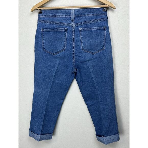 NYDJ Jeans Womens Size 12 Blue Cropped Bedazzled Cuffed Stretch - Picture 12 of 15